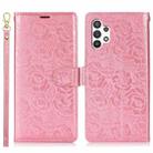 For Samsung Galaxy A32 5G Peony Flowers Imprint Leather Phone Case(Pink) - 2