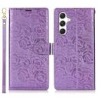 For Samsung Galaxy A34 5G Peony Flowers Imprint Leather Phone Case(Purple) - 2