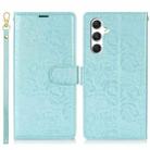 For Samsung Galaxy A34 5G Peony Flowers Imprint Leather Phone Case(Sky Blue) - 2