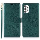 For Samsung Galaxy A33 5G Peony Flowers Imprint Leather Phone Case(Green) - 2