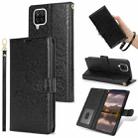 For Samsung Galaxy A42 5G Peony Flowers Imprint Leather Phone Case(Black) - 1