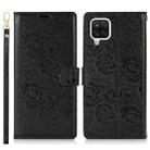 For Samsung Galaxy A42 5G Peony Flowers Imprint Leather Phone Case(Black) - 2