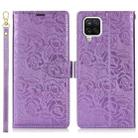For Samsung Galaxy A42 5G Peony Flowers Imprint Leather Phone Case(Purple) - 2