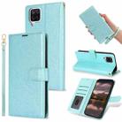 For Samsung Galaxy A42 5G Peony Flowers Imprint Leather Phone Case(Sky Blue) - 1