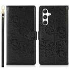 For Samsung Galaxy A36 Peony Flowers Imprint Leather Phone Case(Black) - 2