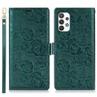 For Samsung Galaxy A32 4G Peony Flowers Imprint Leather Phone Case(Green) - 2
