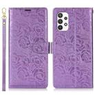 For Samsung Galaxy A73 Peony Flowers Imprint Leather Phone Case(Purple) - 2