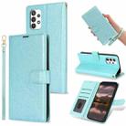 For Samsung Galaxy A73 Peony Flowers Imprint Leather Phone Case(Sky Blue) - 1
