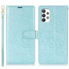 For Samsung Galaxy A73 Peony Flowers Imprint Leather Phone Case(Sky Blue) - 2