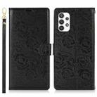 For Samsung Galaxy A52 4G / 5G Peony Flowers Imprint Leather Phone Case(Black) - 2