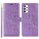 For Samsung Galaxy A53 Peony Flowers Imprint Leather Phone Case(Purple) - 2