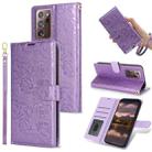 For Samsung Galaxy Note20 Ultra Peony Flowers Imprint Leather Phone Case(Purple) - 1