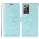 For Samsung Galaxy Note20 Ultra Peony Flowers Imprint Leather Phone Case(Sky Blue) - 2