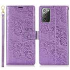For Samsung Galaxy Note20 Peony Flowers Imprint Leather Phone Case(Purple) - 2