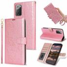 For Samsung Galaxy Note20 Peony Flowers Imprint Leather Phone Case(Pink) - 1