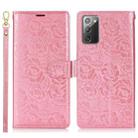 For Samsung Galaxy Note20 Peony Flowers Imprint Leather Phone Case(Pink) - 2