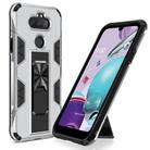 For LG Aristo 5+ Soldier Armor Shockproof TPU + PC Magnetic Protective Case with Holder(Silver) - 1
