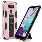 For LG Aristo 5+ Soldier Armor Shockproof TPU + PC Magnetic Protective Case with Holder(Rose Gold) - 1