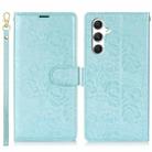 For Samsung Galaxy S25+ 5G Peony Flowers Imprint Leather Phone Case(Sky Blue) - 2