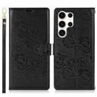 For Samsung Galaxy S25 Ultra 5G Peony Flowers Imprint Leather Phone Case(Black) - 2