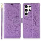 For Samsung Galaxy S25 Ultra 5G Peony Flowers Imprint Leather Phone Case(Purple) - 2