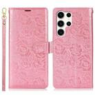 For Samsung Galaxy S25 Ultra 5G Peony Flowers Imprint Leather Phone Case(Pink) - 2