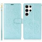For Samsung Galaxy S25 Ultra 5G Peony Flowers Imprint Leather Phone Case(Sky Blue) - 2