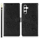 For Samsung Galaxy S23 FE 5G Peony Flowers Imprint Leather Phone Case(Black) - 2