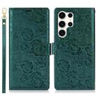 For Samsung Galaxy S24 Ultra 5G Peony Flowers Imprint Leather Phone Case(Green) - 2