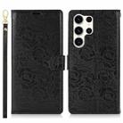 For Samsung Galaxy S24 Ultra 5G Peony Flowers Imprint Leather Phone Case(Black) - 2