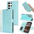 For Samsung Galaxy S24 Ultra 5G Peony Flowers Imprint Leather Phone Case(Sky Blue) - 1