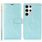 For Samsung Galaxy S24 Ultra 5G Peony Flowers Imprint Leather Phone Case(Sky Blue) - 2