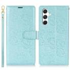 For Samsung Galaxy S24+ 5G Peony Flowers Imprint Leather Phone Case(Sky Blue) - 2