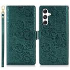 For Samsung Galaxy S24 5G Peony Flowers Imprint Leather Phone Case(Green) - 2