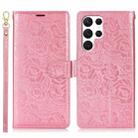 For Samsung Galaxy S23 Ultra 5G Peony Flowers Imprint Leather Phone Case(Pink) - 2