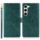 For Samsung Galaxy S23+ 5G Peony Flowers Imprint Leather Phone Case(Green) - 2