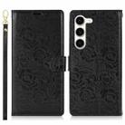 For Samsung Galaxy S23+ 5G Peony Flowers Imprint Leather Phone Case(Black) - 2