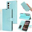 For Samsung Galaxy S23+ 5G Peony Flowers Imprint Leather Phone Case(Sky Blue) - 1