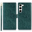 For Samsung Galaxy S23 5G Peony Flowers Imprint Leather Phone Case(Green) - 2