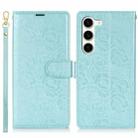 For Samsung Galaxy S23 5G Peony Flowers Imprint Leather Phone Case(Sky Blue) - 2