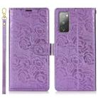 For Samsung Galaxy S20 FE Peony Flowers Imprint Leather Phone Case(Purple) - 2