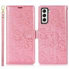 For Samsung Galaxy S22+ 5G Peony Flowers Imprint Leather Phone Case(Pink) - 2