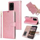 For Samsung Galaxy S20 Ultra Peony Flowers Imprint Leather Phone Case(Pink) - 1