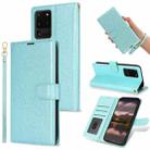 For Samsung Galaxy S20 Ultra Peony Flowers Imprint Leather Phone Case(Sky Blue) - 1