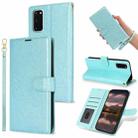 For Samsung Galaxy S20 Peony Flowers Imprint Leather Phone Case(Sky Blue) - 1