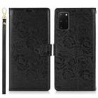 For Samsung Galaxy S20+ Peony Flowers Imprint Leather Phone Case(Black) - 2