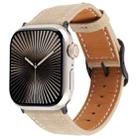 For Apple Watch 46mm / 49mm / 45mm / 44mm Plaid Buckle Microfiber Leather Watch Band(Khaki) - 1