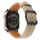 For Apple Watch 42mm / 41mm / 40mm / 38mm Plaid Buckle Microfiber Leather Watch Band(Khaki) - 2