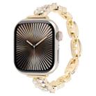 For Apple Watch 46mm / 49mm / 45mm / 44mm Quick Release Leaf Diamond Alloy Slim Watch Band(Gold) - 1