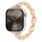 For Apple Watch 46mm / 49mm / 45mm / 44mm Quick Release Leaf Diamond Alloy Slim Watch Band(Rose Gold) - 1